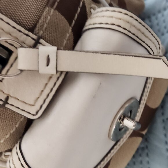 Vintage Coach handbag off white, brown/tauoe - Picture 4 of 13